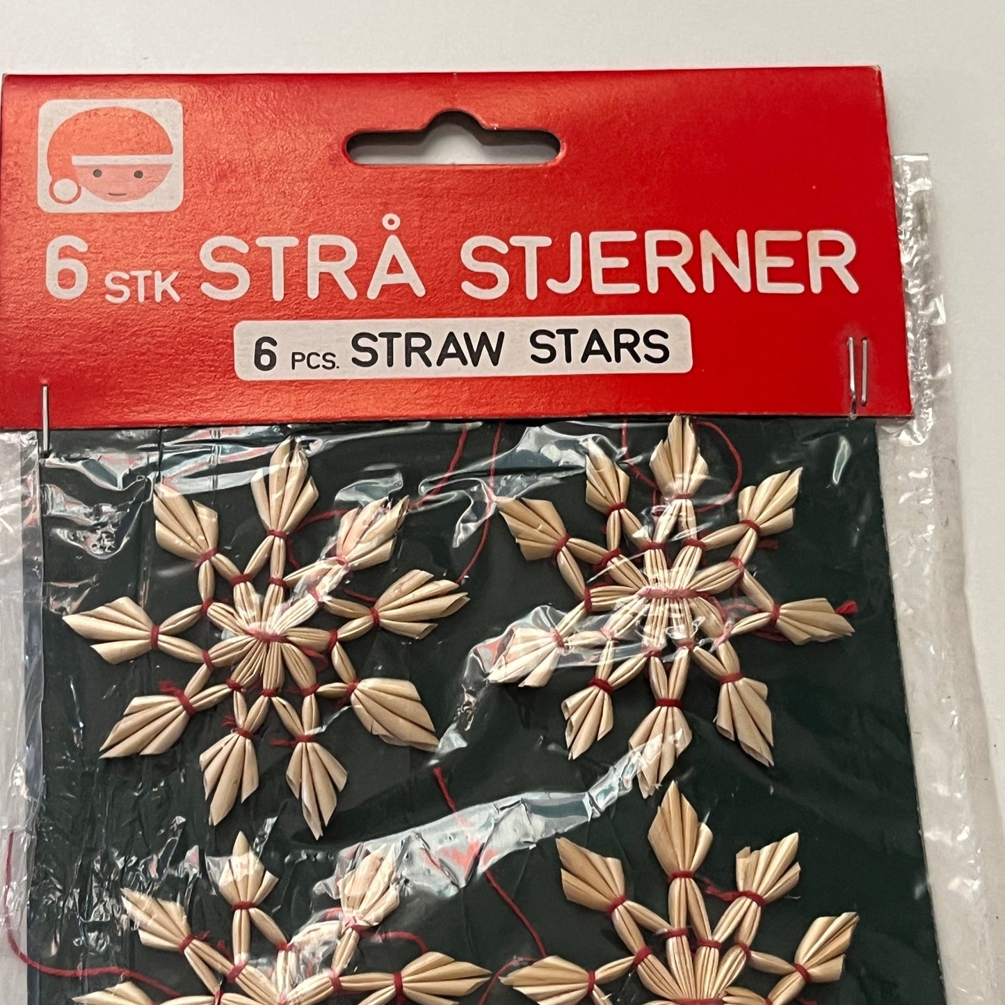 Vintage Christmas Straw Stars (6 STK STRÅ STJERNER) Ornament NEW in Package SD6
