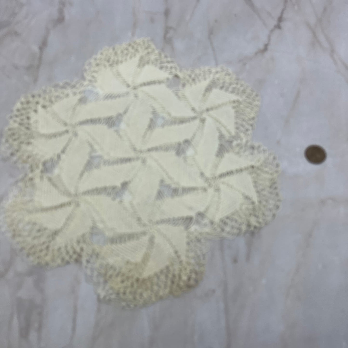 Vintage Set of 2 Pinwheel Crochet Table Doily 10" TF5