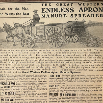 Smith Manure Spreader Co Endless Manure Spreader Chicago 1905 Magazine Ad FL6-11