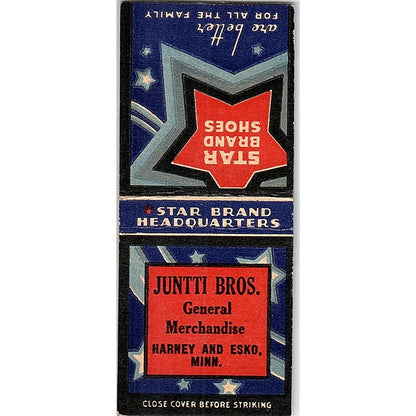 Juntti Bros General Merchandise Harney & Esko MN Vintage Matchbook Cover SF3-Y2