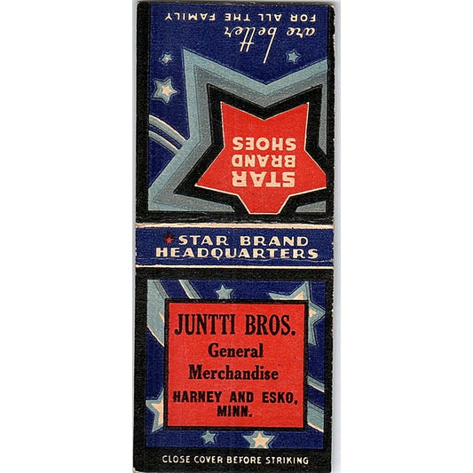 Juntti Bros General Merchandise Harney & Esko MN Vintage Matchbook Cover SF3-Y2