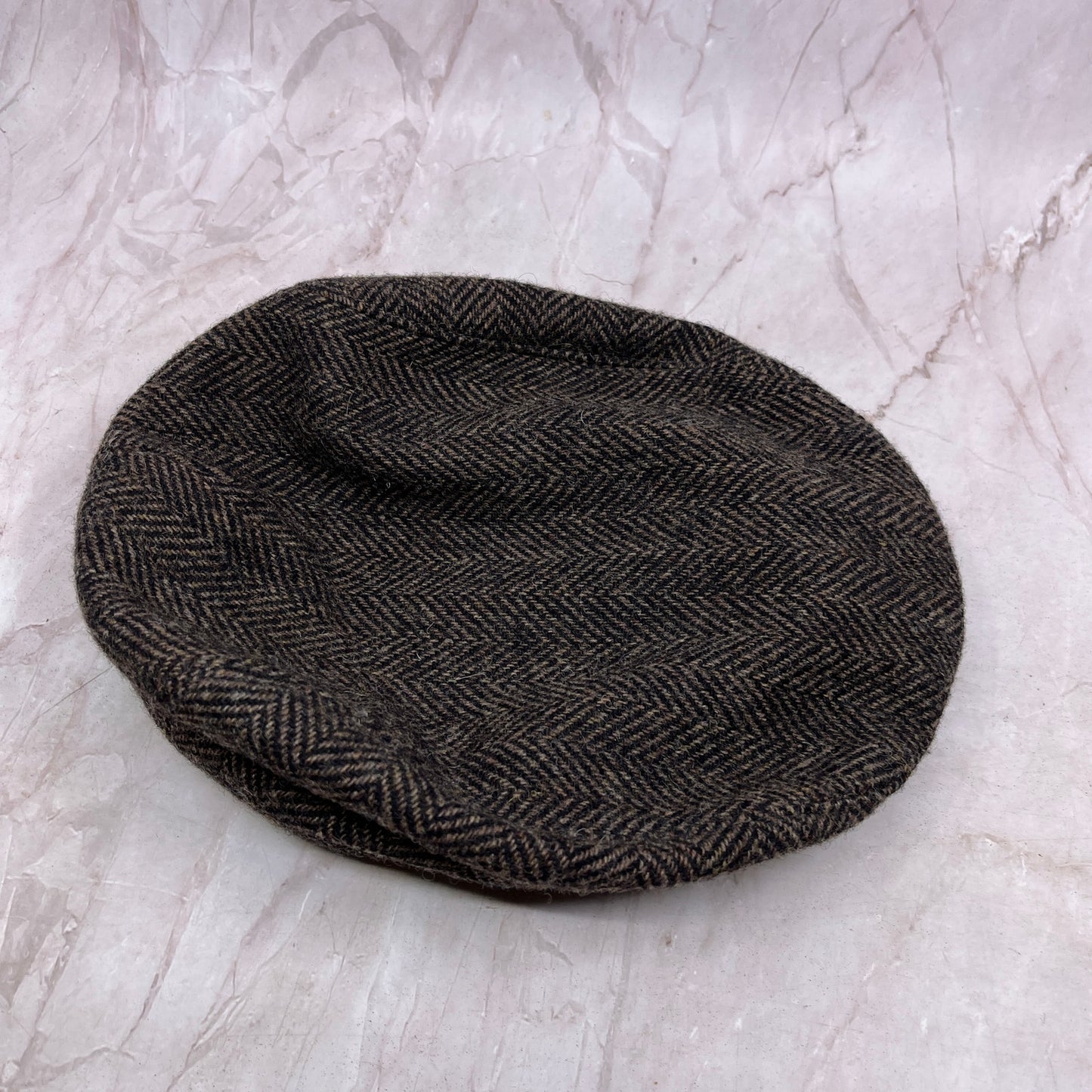 Vintage Finest Headwear Harris Tweed Herringbone Flat Cap 7 1/4-7 3/8" USA TF4
