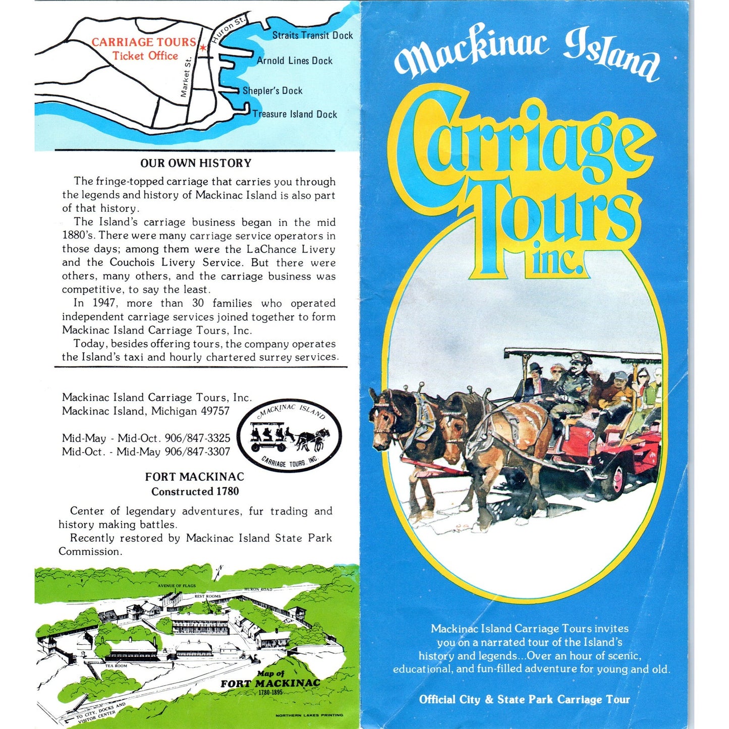 Vintage Mackinac Island Carriage Tours Inc. MI Brochure TF4-B3