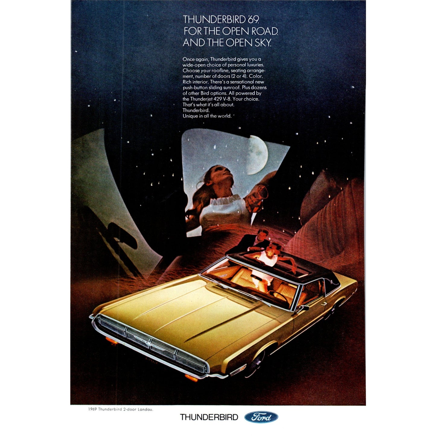 1969 Ford Thunderbird 2-Door Landau Automobile Car - Vintage Magazine Ad D20