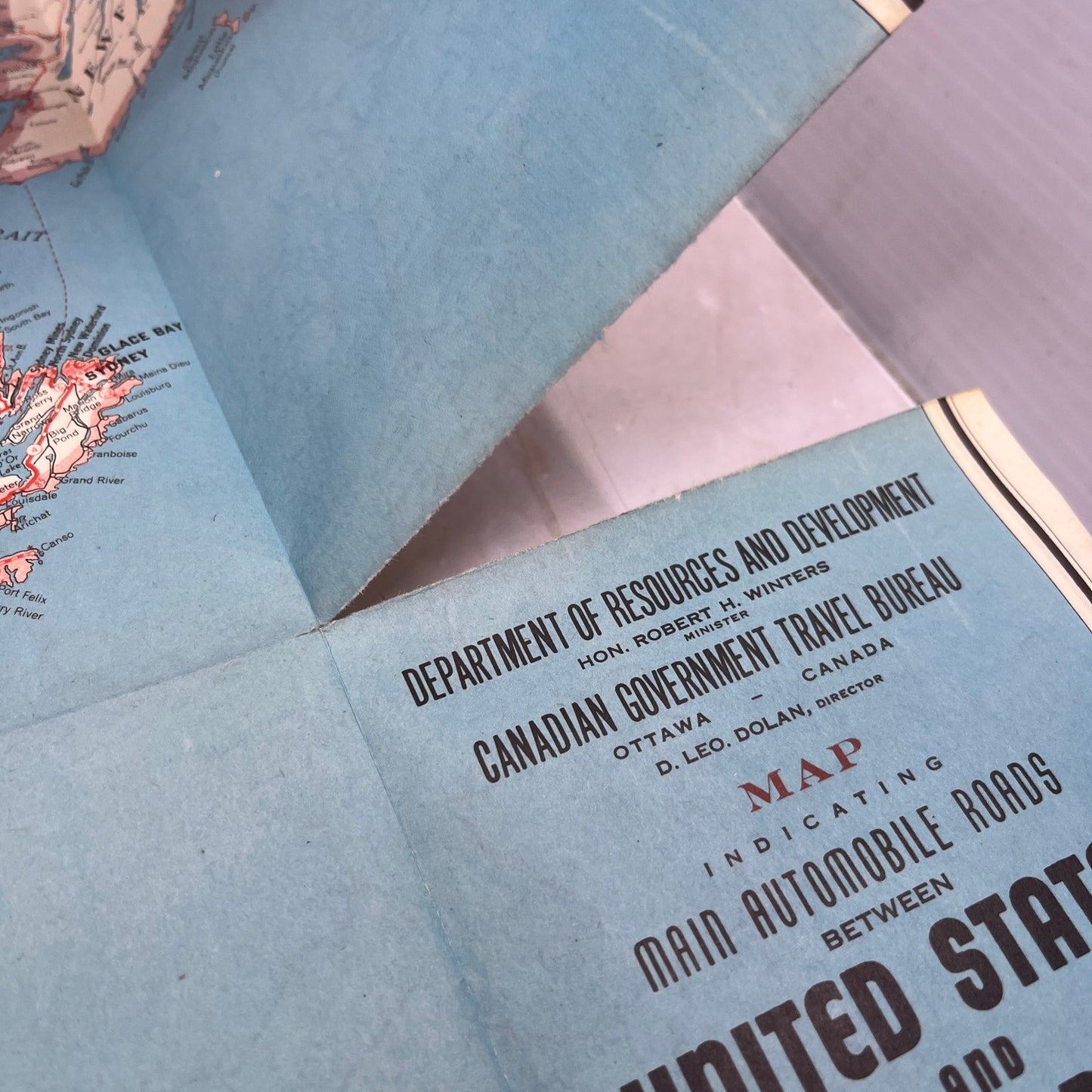 1950 Main Automobile Routes Between United States and Canada Fold Out Map L4-3