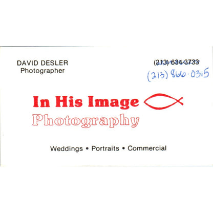 In His Image Photography David Desler Long Beach Vintage Business Card SD8-B18