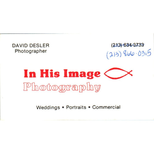 In His Image Photography David Desler Long Beach Vintage Business Card SD8-B18