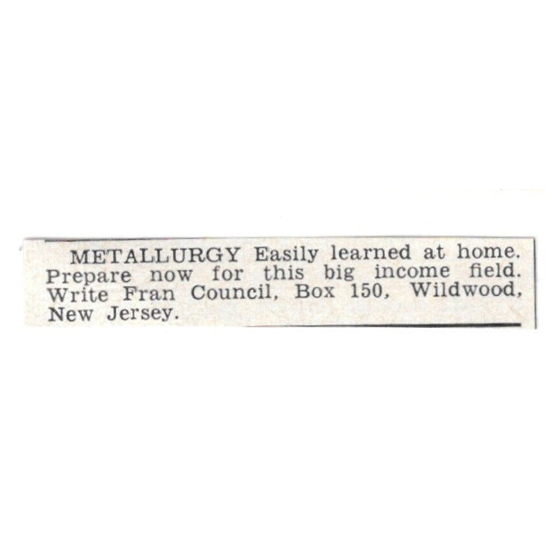 Metallurgy - Fran Council, Wildwood New Jersey 1955 Ad AG1-S4