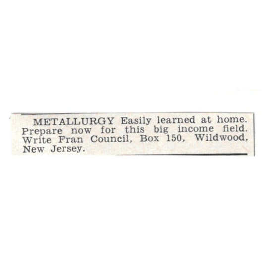 Metallurgy - Fran Council, Wildwood New Jersey 1955 Ad AG1-S4
