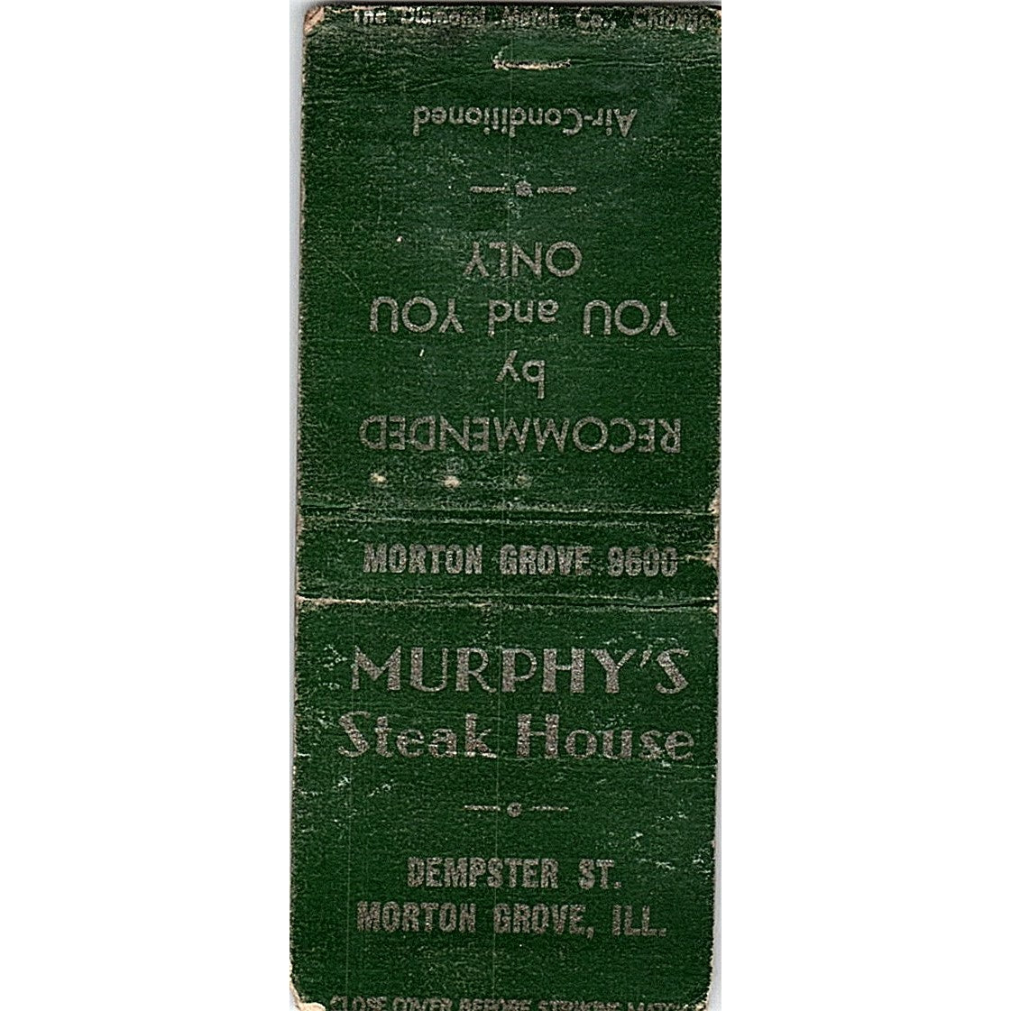 Murphy's Steak House Morton Grove IL Vintage Matchbook Cover SC7-Y5