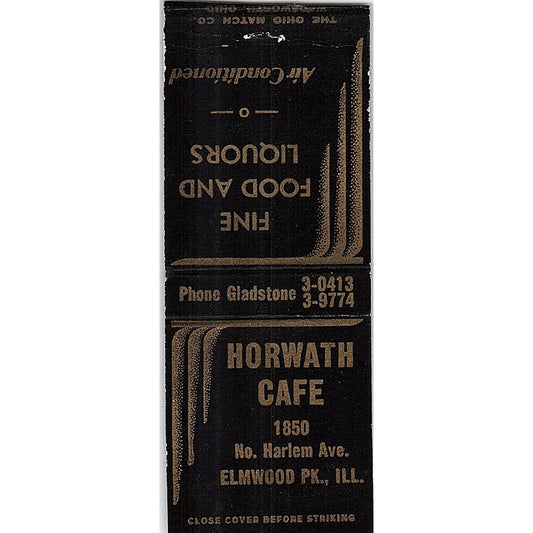 Horwath Cafe Elmwood Park IL Vintage Matchbook Cover SF3-Y2