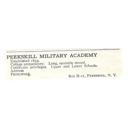 Peekskill Military Academy Peekskill NY 1924 Magazine Ad AD8-O6