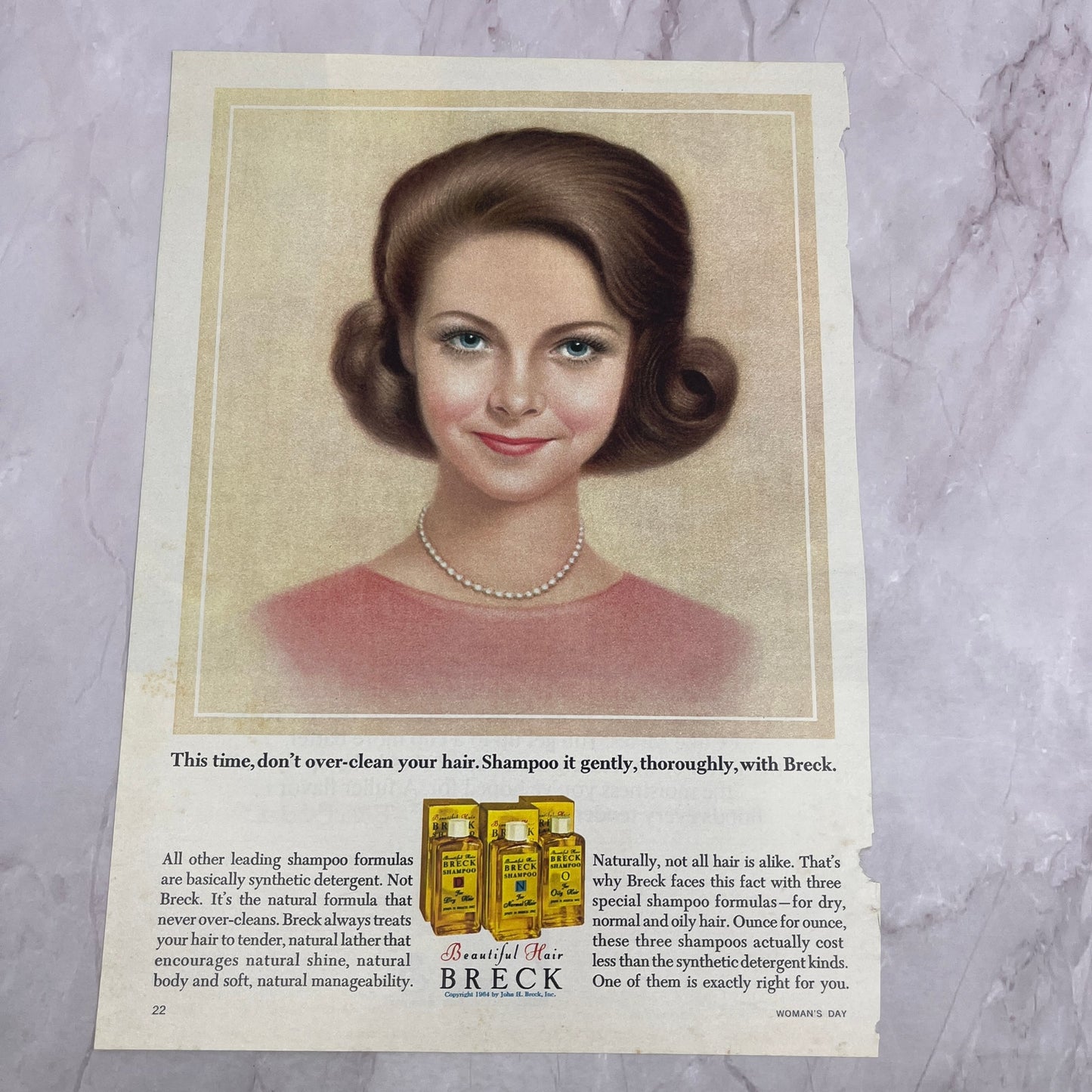 1964 Breck Shampoo Beautiful Hair Vintage Ad 8x11 V17