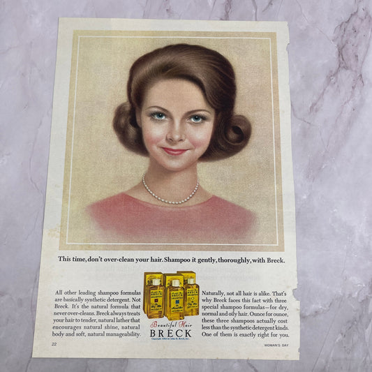 1964 Breck Shampoo Beautiful Hair Vintage Ad 8x11 V17