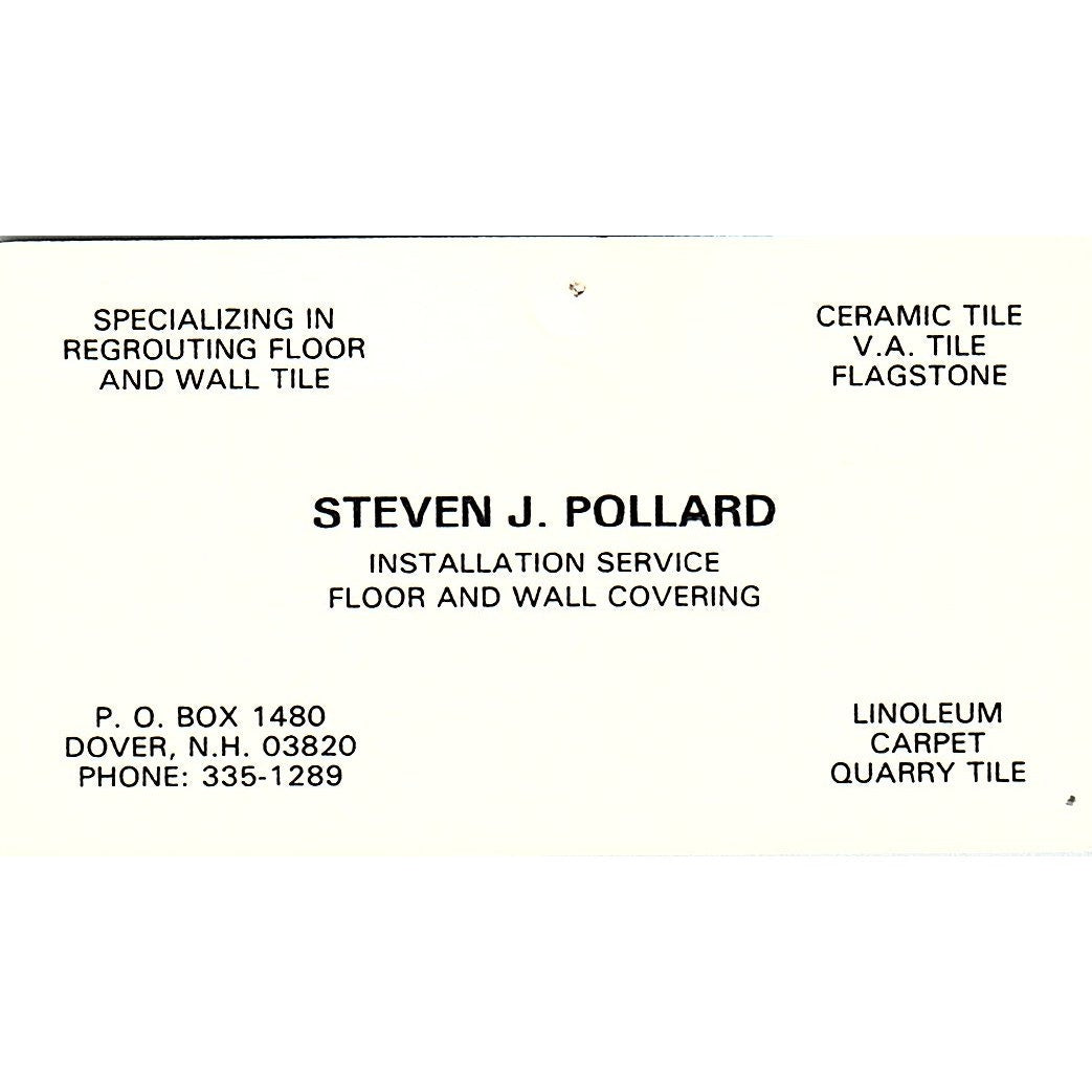 Steven J Pollard Dover N.H Vintage Business Card SF3-B6