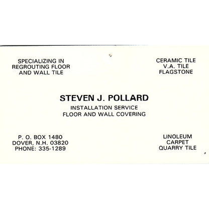 Steven J Pollard Dover N.H Vintage Business Card SF3-B6