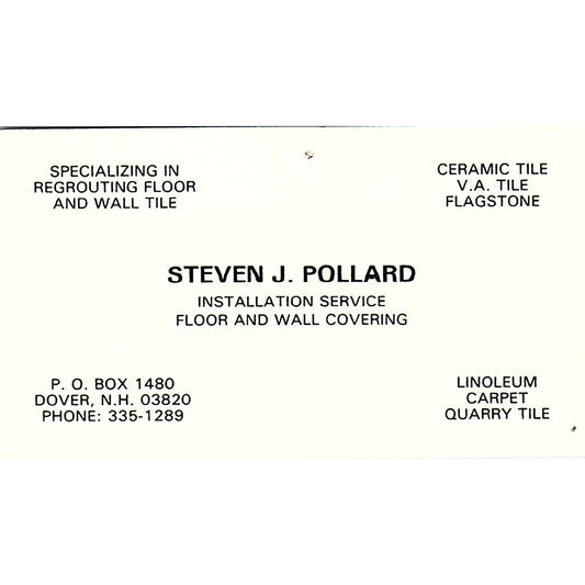 Steven J Pollard Dover N.H Vintage Business Card SF3-B6