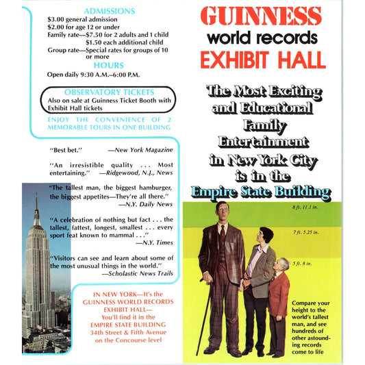 Vintage Guinness World Records Exhibit Hall New York Travel Brochure TF4-BA