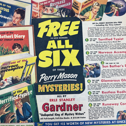 Detective Book Club Perry Mason Mysteries 10x13 Magazine Advertisement FL6-7