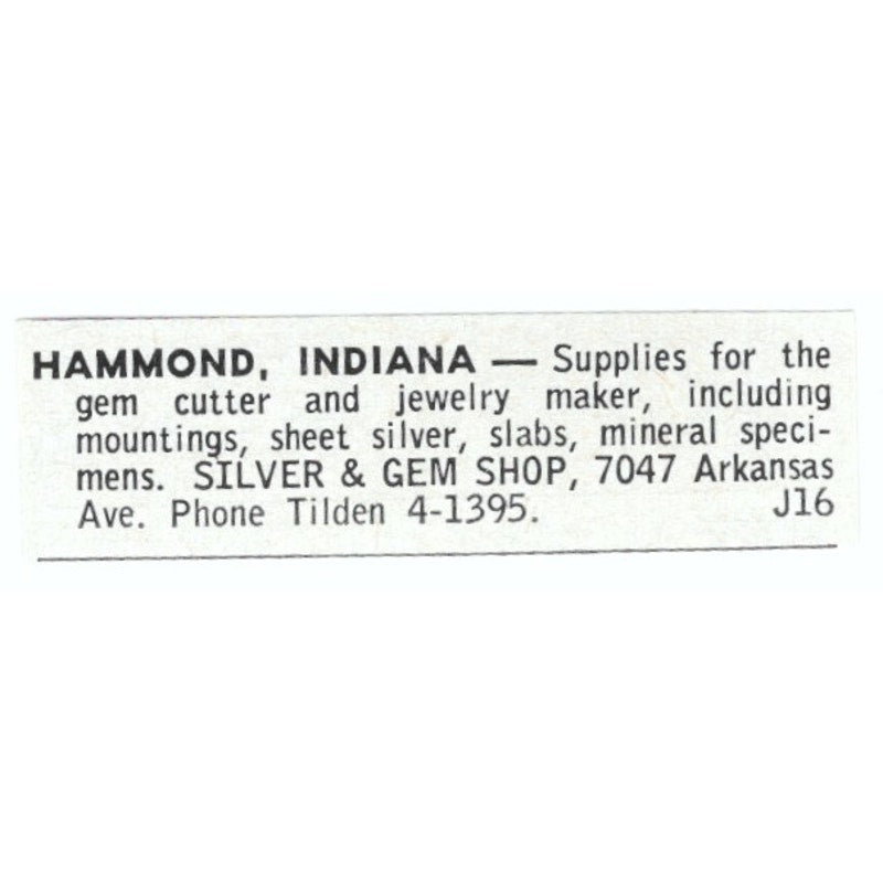 Silver & Gem Shop Hammond Indiana 1964 Magazine Ad AB6-LJS1