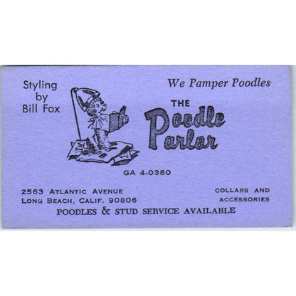 The Poodle Parlor Grooming Bill Fox Long Beach Vintage Business Card SD8-B10