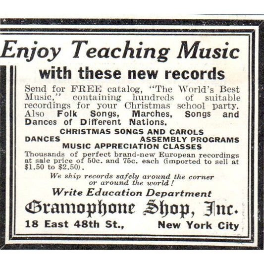 Gramophone Shop Inc NY Teaching Music 1930s Magazine Advertisement AE4-I2