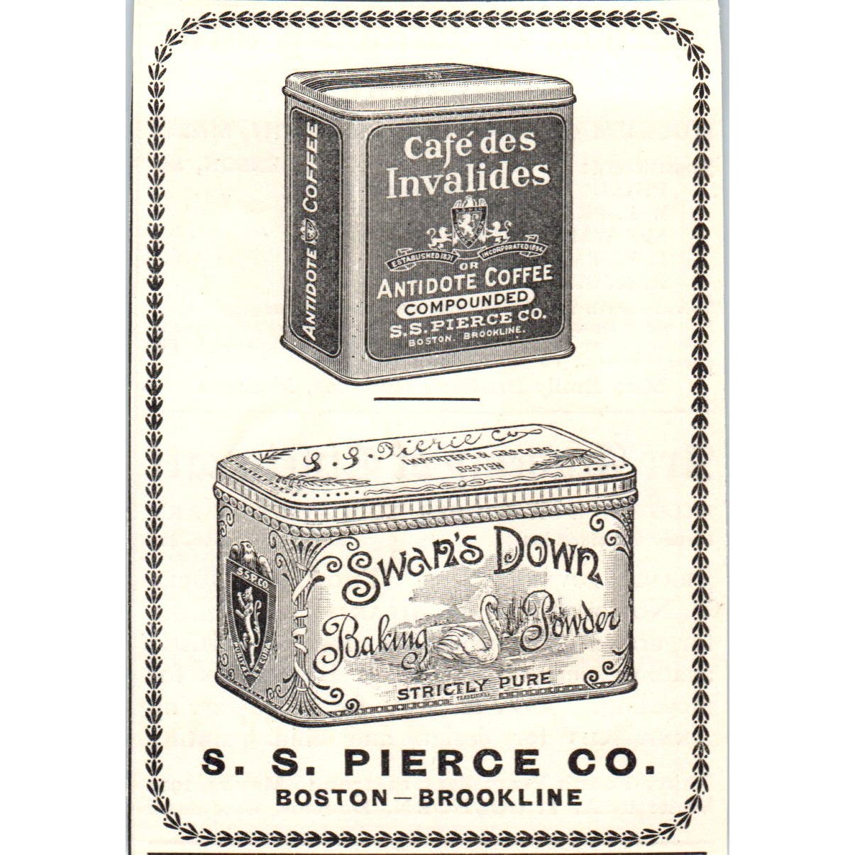 Antidote Coffee Baking Powder S.S. Pierce Co Boston c1905 Victorian Ad AE9-MA5