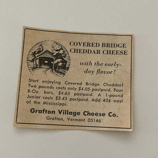 Grafton Village Cheese Co. Covered Bridge Grafton VT 1971 Magazine Ad SAG4-S14