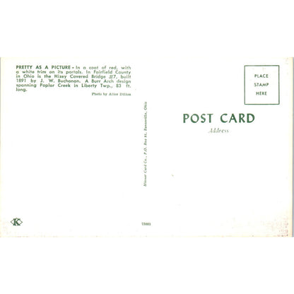 Hizey Covered Bridge 7 Fairfield County OH Vintage Covered Bridge Postcard PC16