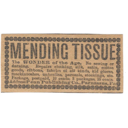Mending Tissue The Wonder of Age Penn Publishing Co Parnassus PA 1906 Ad AK6-S11