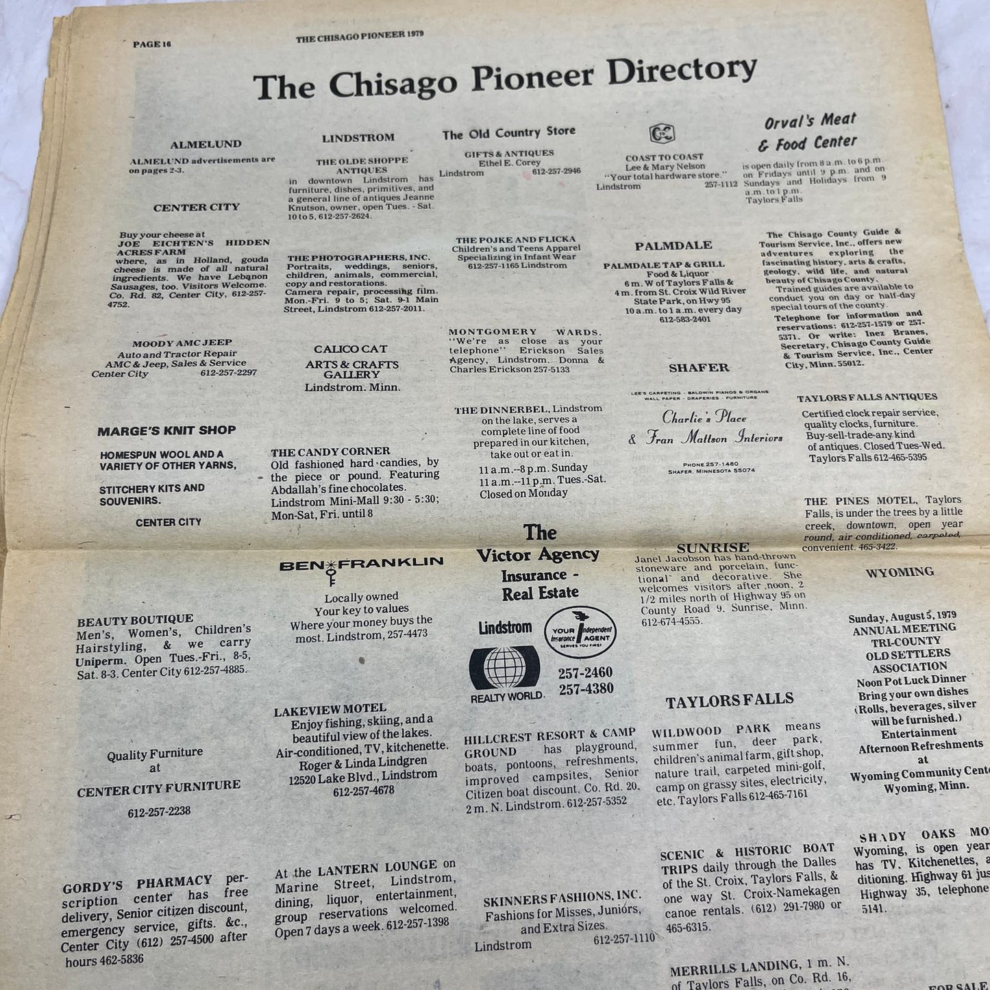 1979 The Chisago Pioneer Newsletter Taylors Falls Minnesota M11