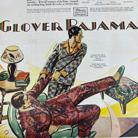 Glovers Brighton-Carlsbad Sleepingwear 2 Pages 1928 Original Advertisement FL6-8