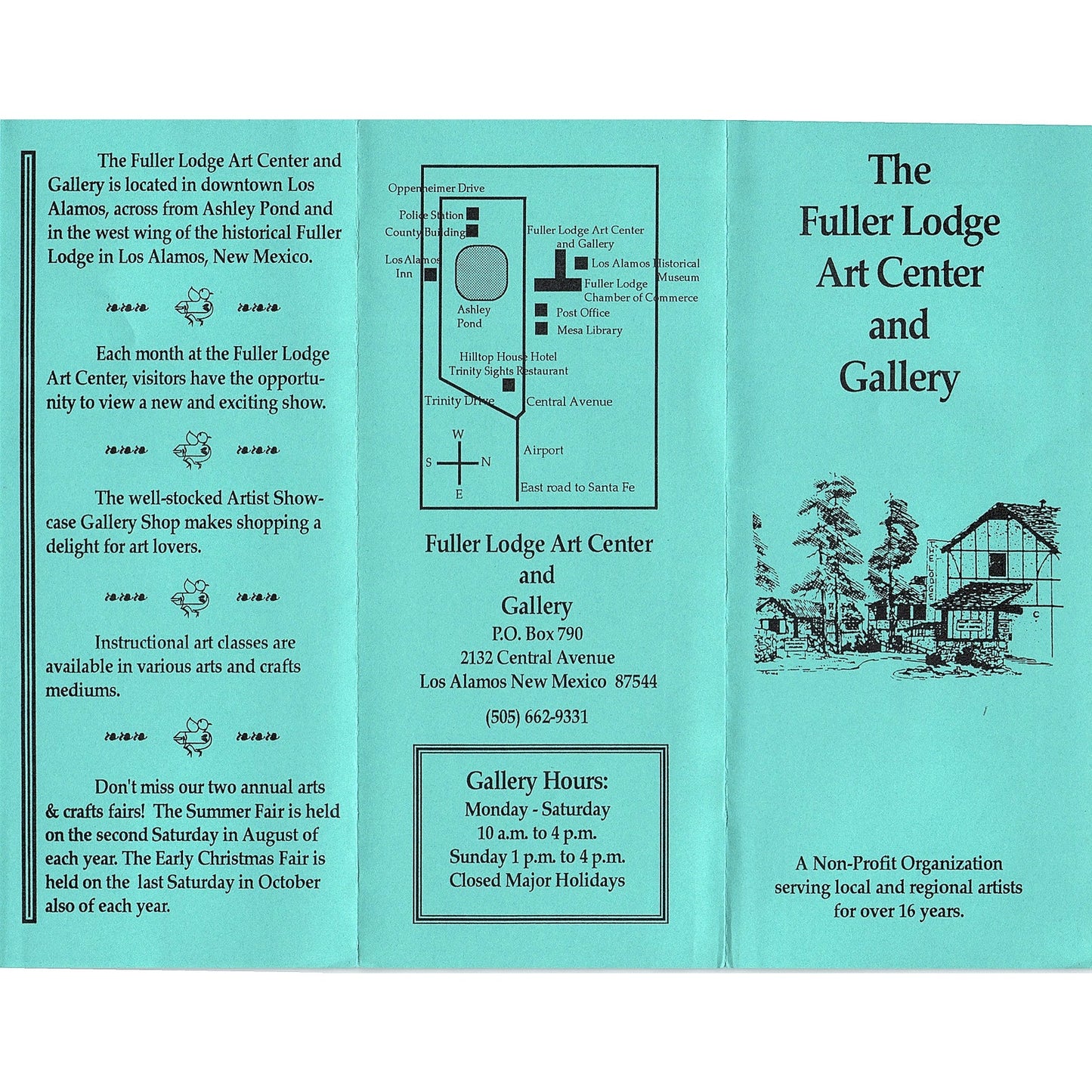 The Fuller Lodge Art Center & Gallery Los Alamos NM Vtg Travel Brochure TH2-TB1