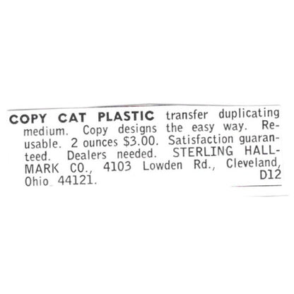 Sterling Hallmark Co Copy Cat Plastic Cleveland Ohio 1972 Ad AF8-S18