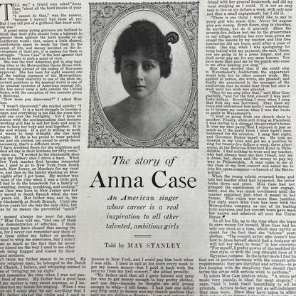 The Story of Anna Case American Singer Max Stanley 1918 Magazine Article FL6-10