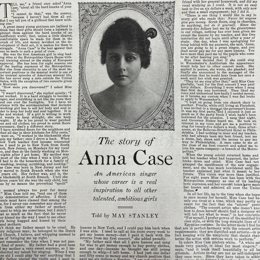 The Story of Anna Case American Singer Max Stanley 1918 Magazine Article FL6-10