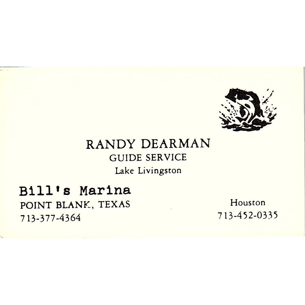 Bills Marina Randy Dearman Point Black Texas Vintage Business Card SB4-B10