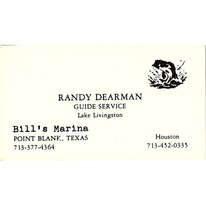Bills Marina Randy Dearman Point Black Texas Vintage Business Card SB4-B10