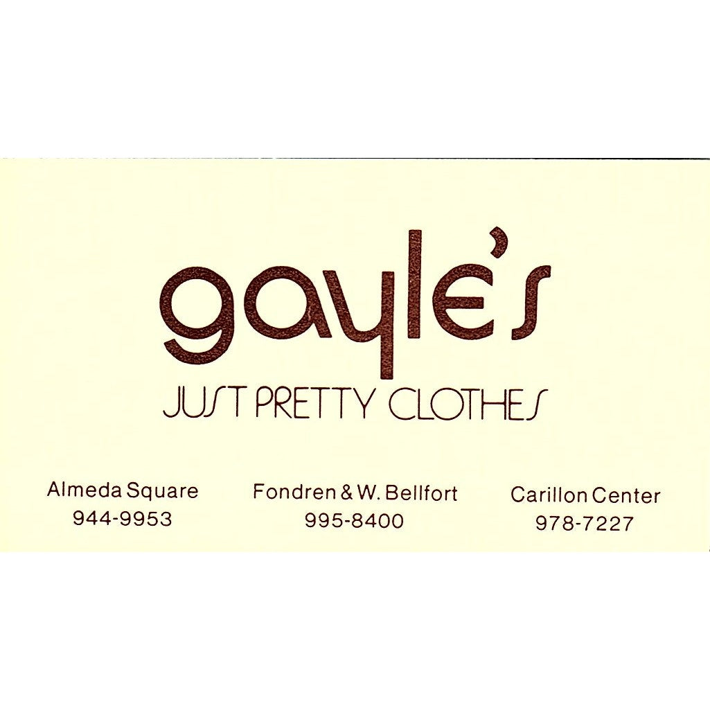 Gayle's Just Pretty Clothes Almeda Square Carillon Center Business Card SE5-B5