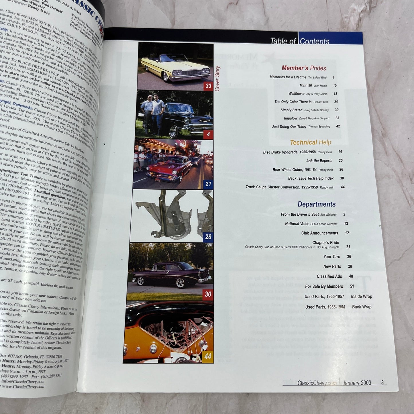 Dave & Mary Ann Shugard Millsboro DE Classic Chevy World Magazine - Jan 2003 M29