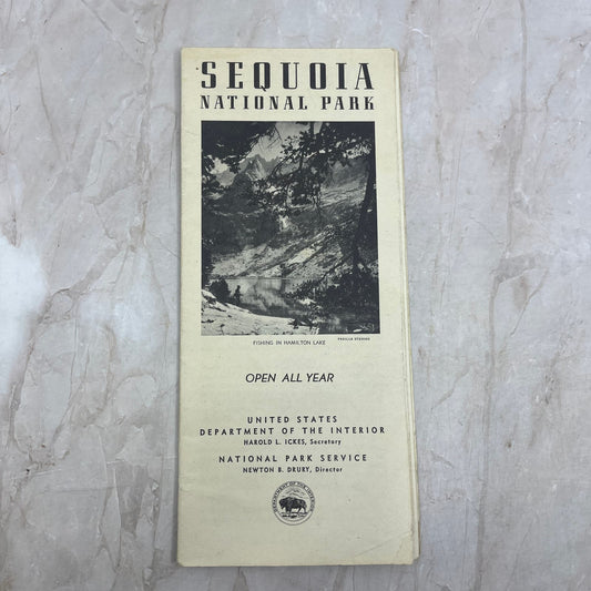 1942 Sequoia National Park Travel Brochure & Fold Out Map AE7