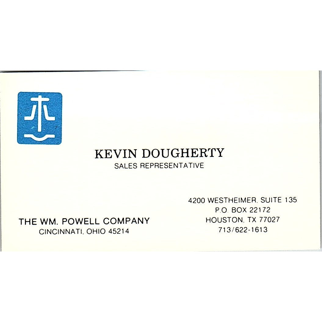 The WM. Powell Company Kevin Dougherty Houston TX Vintage Business Card SB4-B9