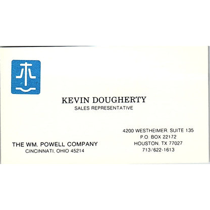 The WM. Powell Company Kevin Dougherty Houston TX Vintage Business Card SB4-B9