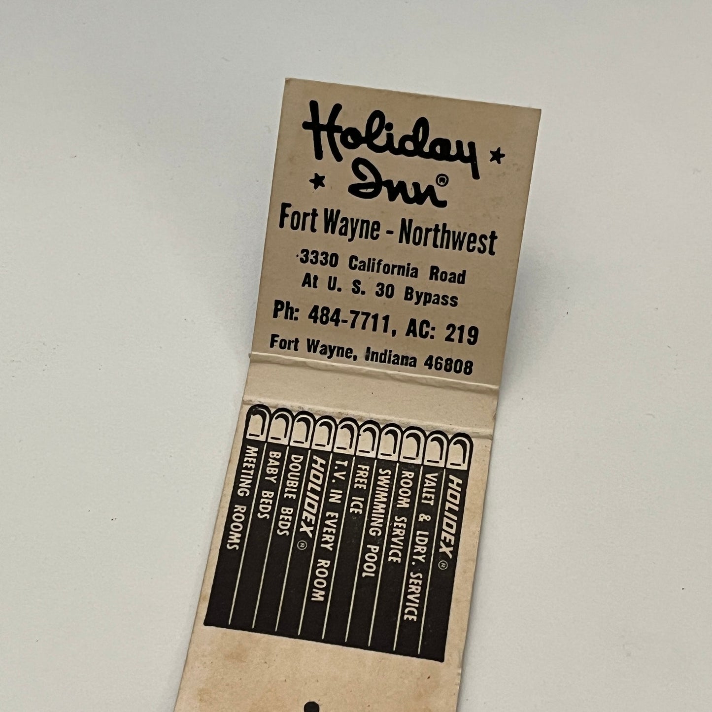 Holiday Inn Holidex System Fort Wayne IN Vintage Matchbook MB59-1