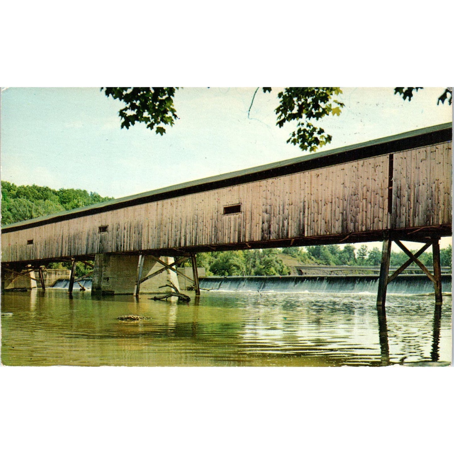 Harpersfield Bridge Ashtabula Ohio Covered Bridge Postcard PB13