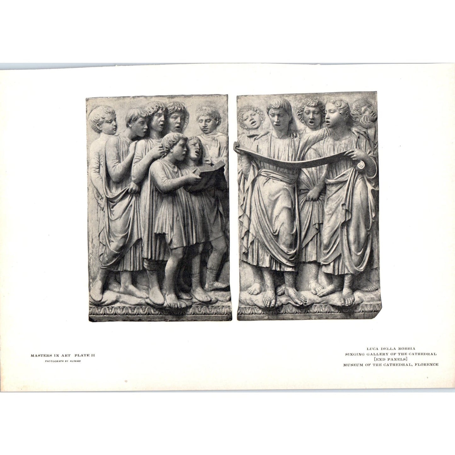 End Panels Singing Gallery of Cathedral - Luca Della Robbia c1905 Art Print D12