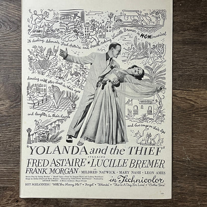Yolanda and the Thief Fred Astaire Lucille Bremer Motion Picture Ad 10x14 V7