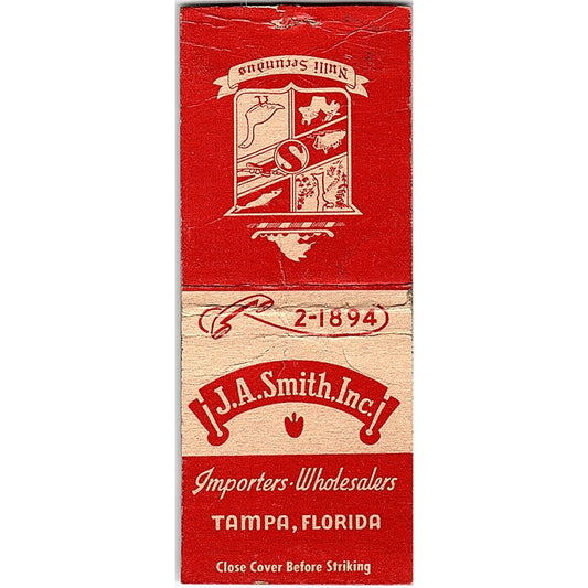J.A. Smith Inc Importers Tampa Florida Vintage Matchbook Cover SC7-Y1