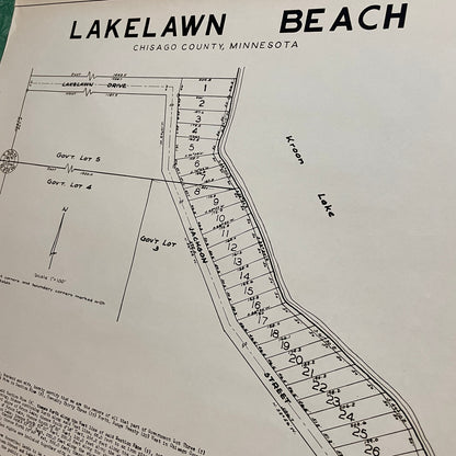 Lakelawn Beach Kroon Lake Lindstrom Chisago County MN Vintage Plat Map RM1