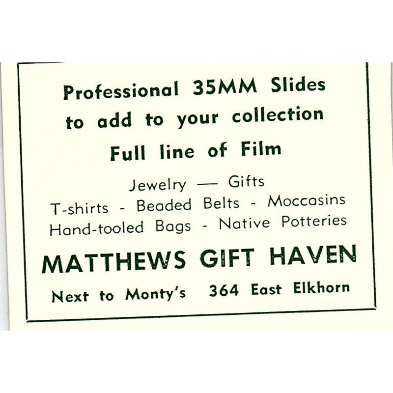 Glen Comfort Store, Matthews Gift Haven 1957 Estes Park CO Ad AG4-S10